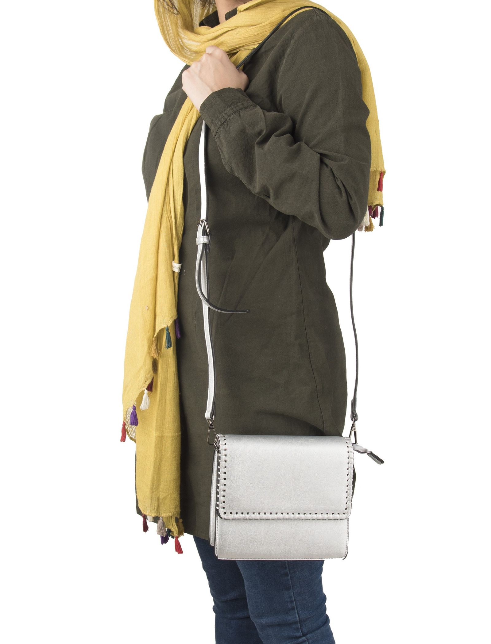 کیف دوشی روزمره زنانه - جانی اند جانی تک سایز - نقره اي - 3