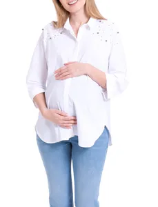 شومیز نخی آستین سه ربع بارداری - ال سی وایکیکی