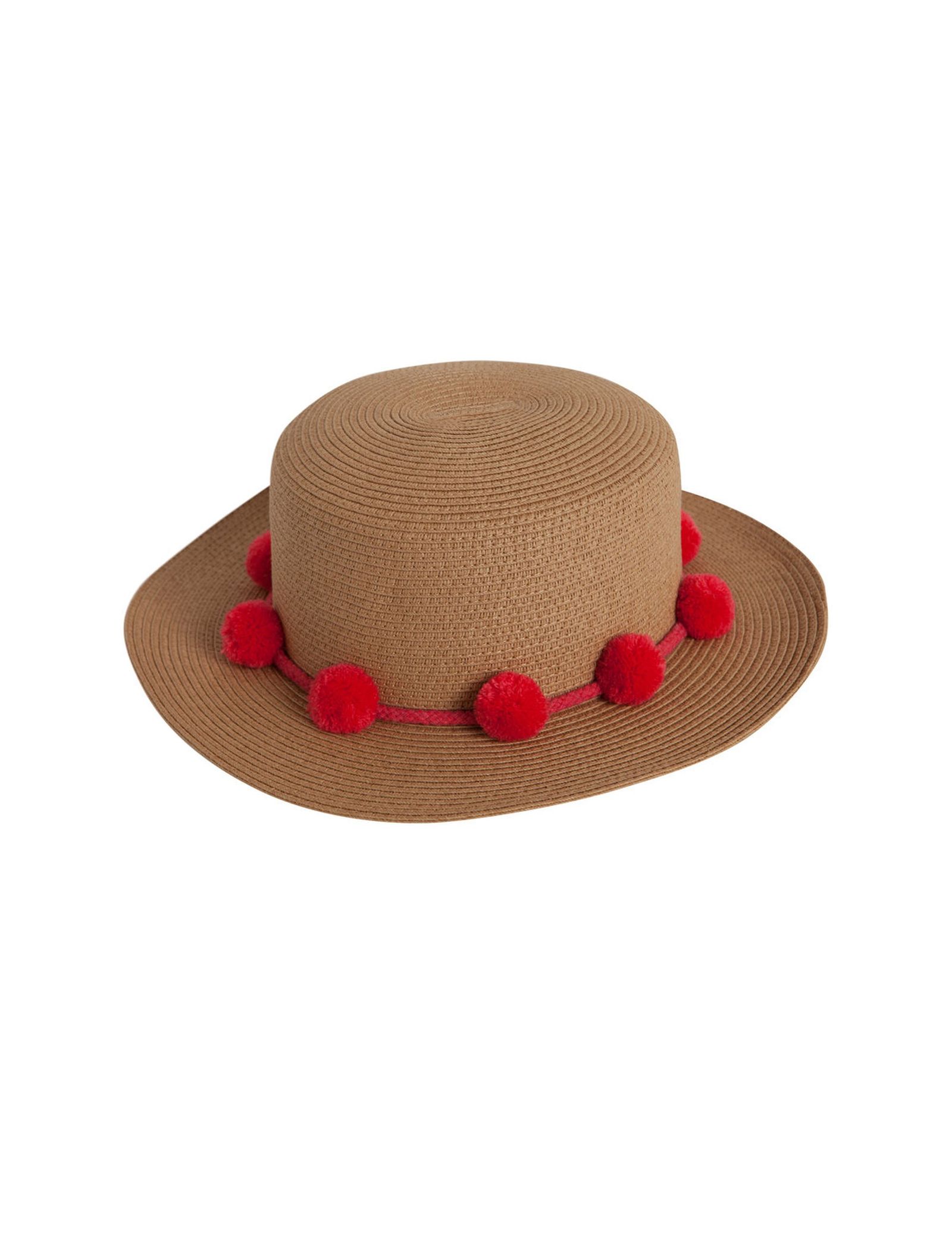 کلاه حصیری زنانه - پی سز - قهوه اي و قرمز - 1