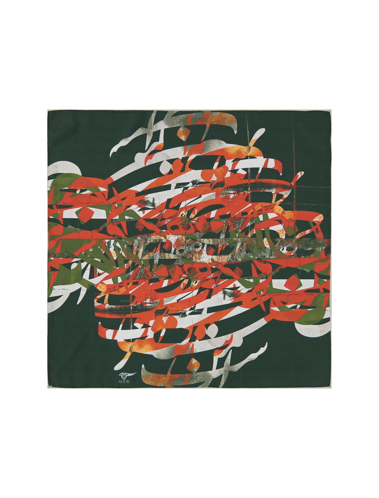 دستمال گردن طرح دار زنانه مدل اصفهان - ادور - سبز/قرمز - 1