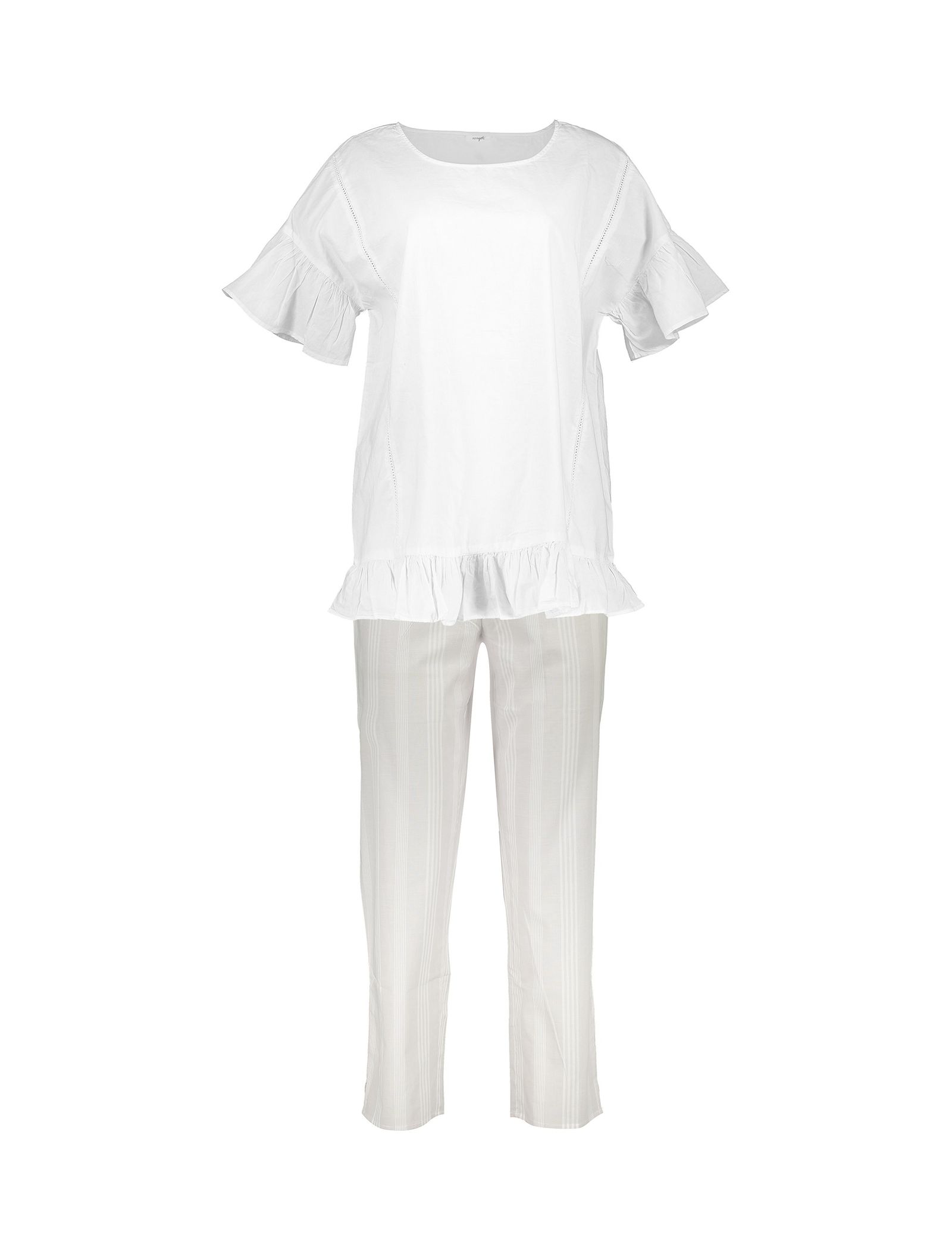 تی شرت و شلوار نخی زنانه - یوپیم - طوسي و سفيد - 1