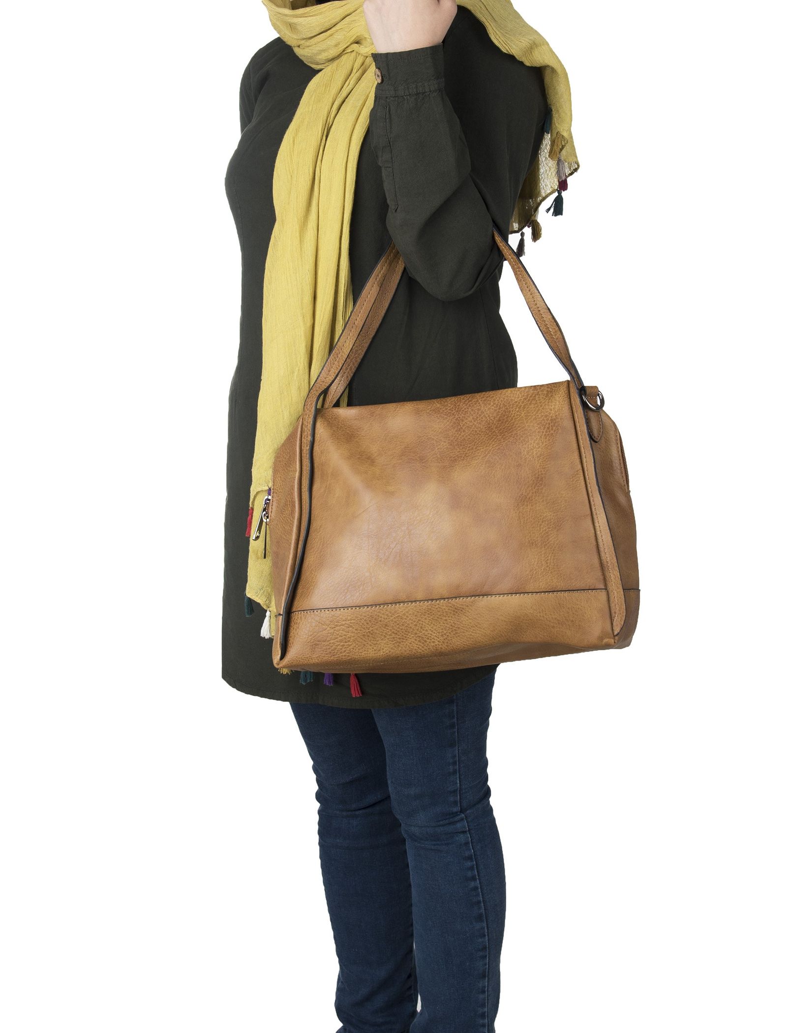 کیف دوشی روزمره زنانه - جانی اند جانی تک سایز - قهوه اي روشن - 3