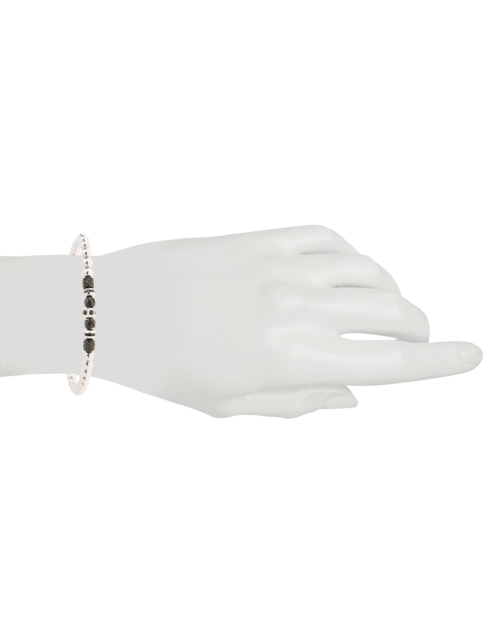 دستبند مهره ای مردانه - برازوی تک سایز - Silver - 4