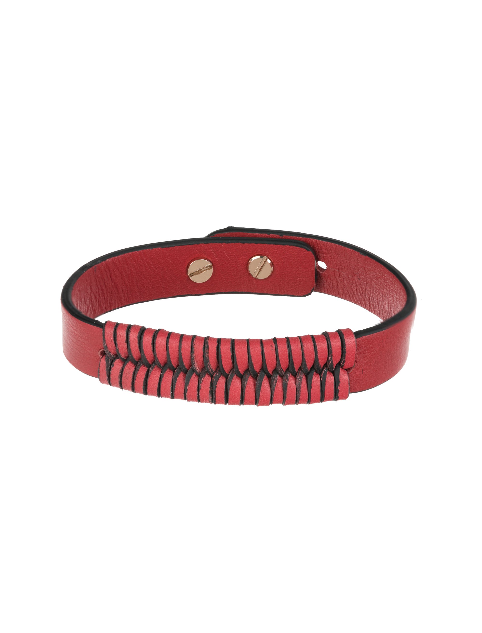 دستبند چرم بزرگسال - عالیخان سایز L - قرمز - 1