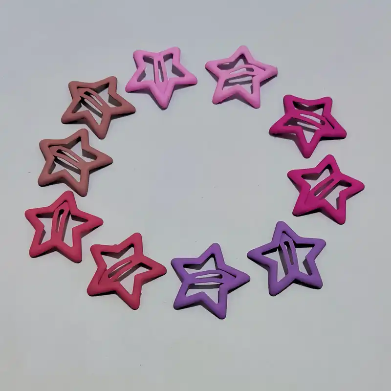 گیره مو زنانه مدل تق تقی ستاره کد 01 مجموعه 10 عددی