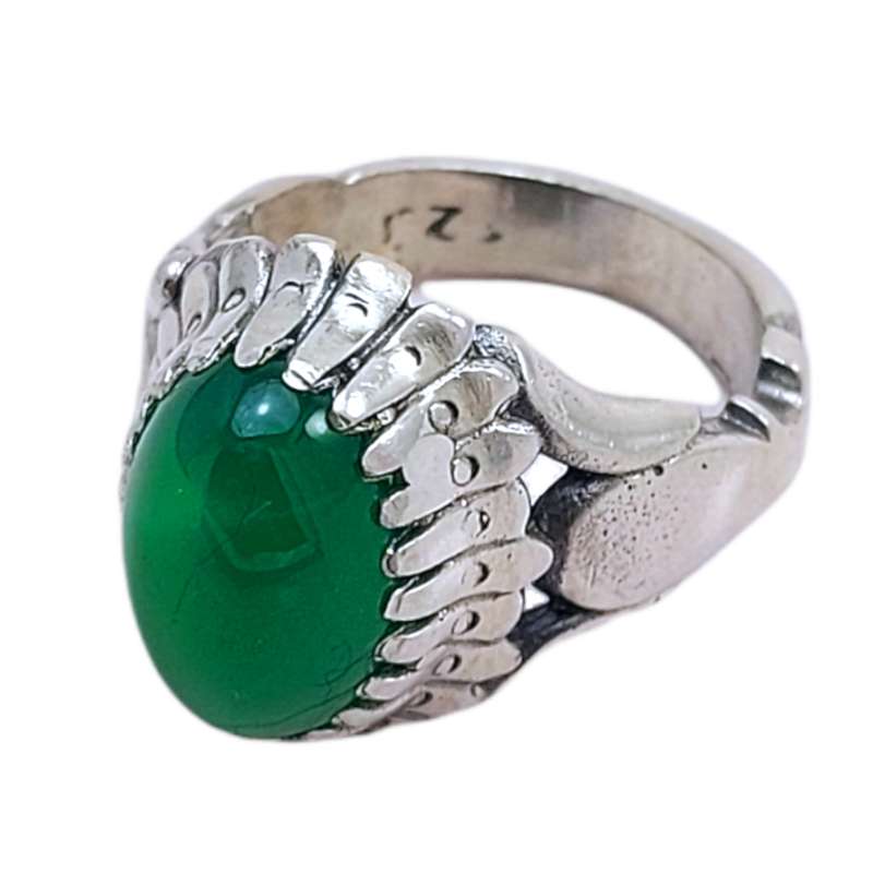 انگشتر نقره مردانه مدل عقیق سبز