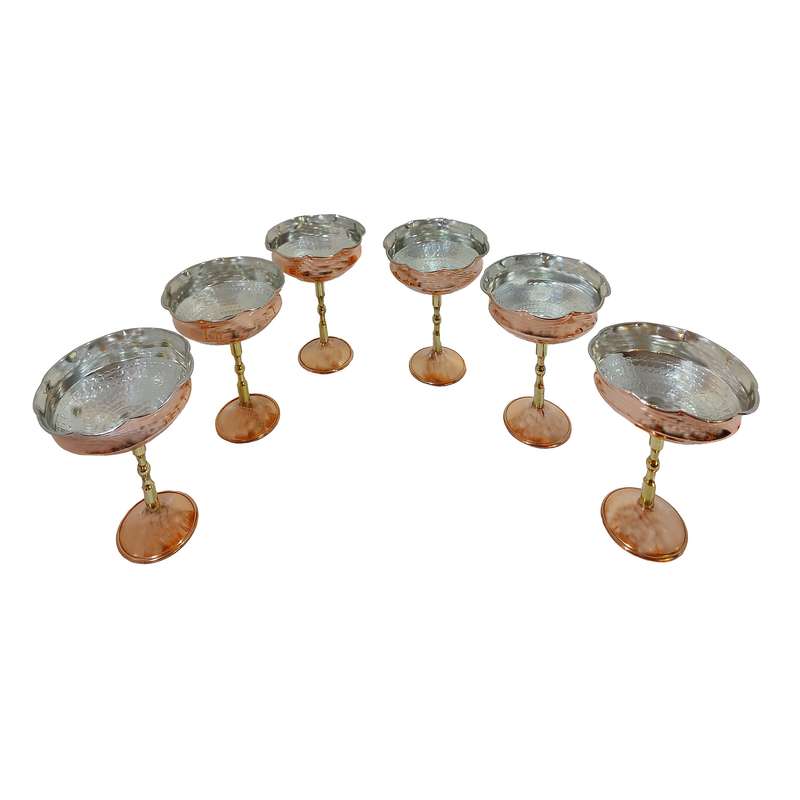 بستنی خوری مسی مدل چکش کاری کد 55555 بسته 6 عددی