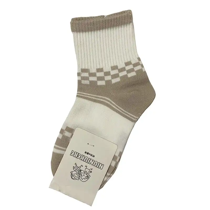 جوراب ساق کوتاه بچگانه مدل چهارخانه مجموعه 2 عددی