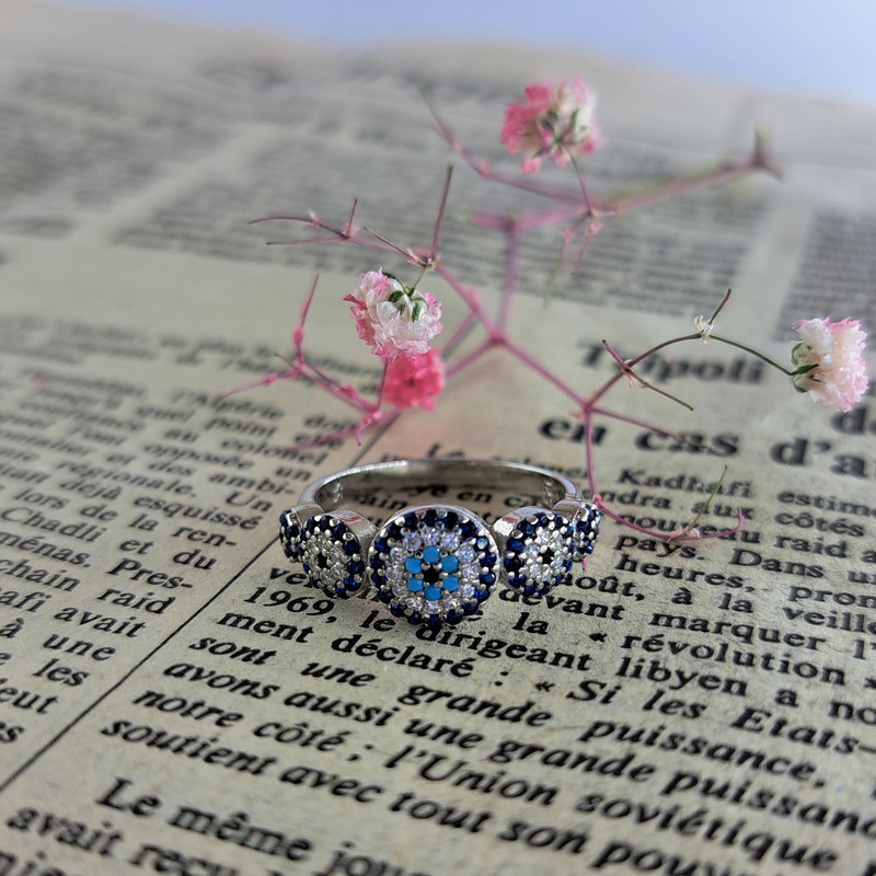 انگشتر نقره زنانه ملک زیور مدل چشم نظر کد 16