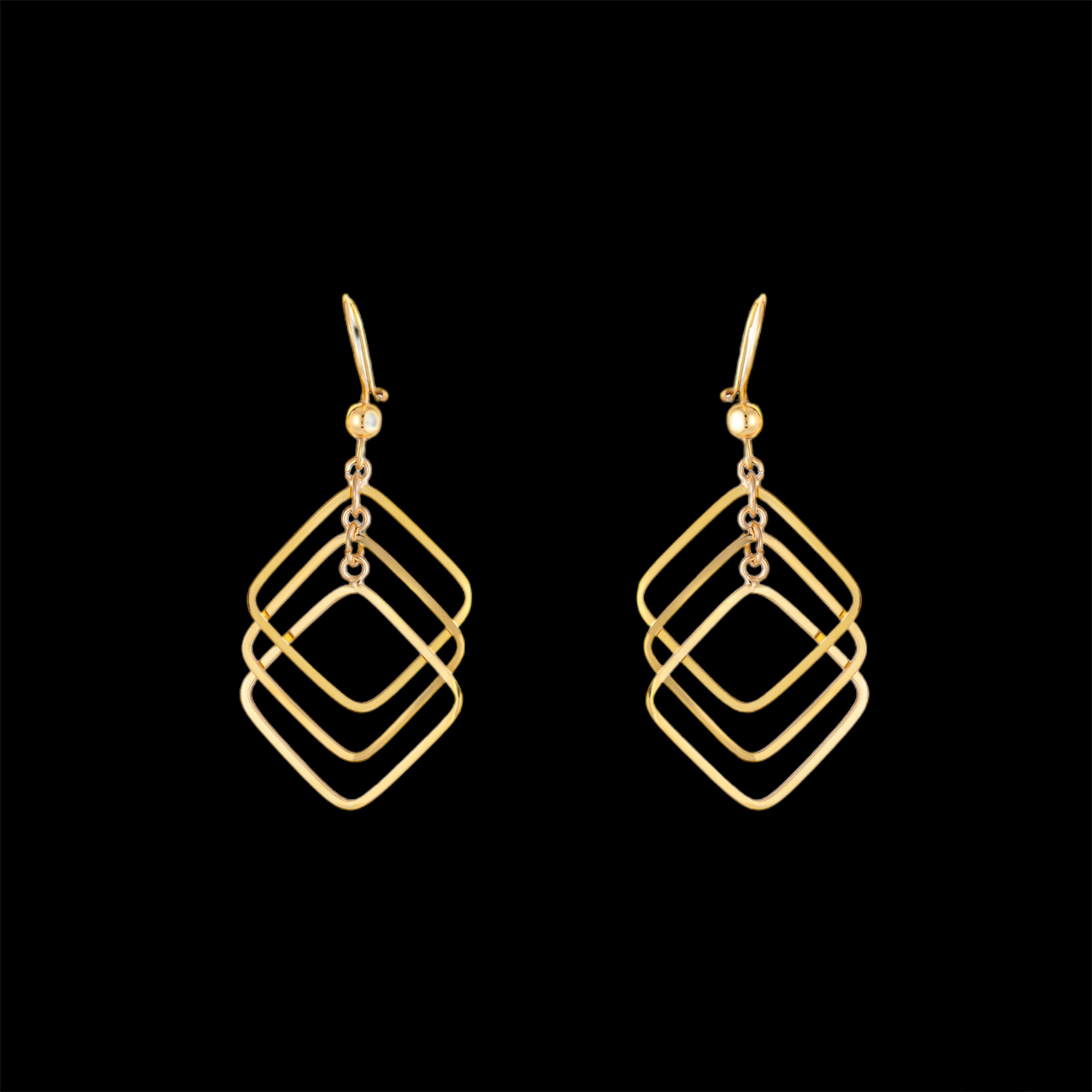 گوشواره طلا 18 عیار زنانه لیلیوم گلد مدل DEGCC16-26d طرح آویز مربع