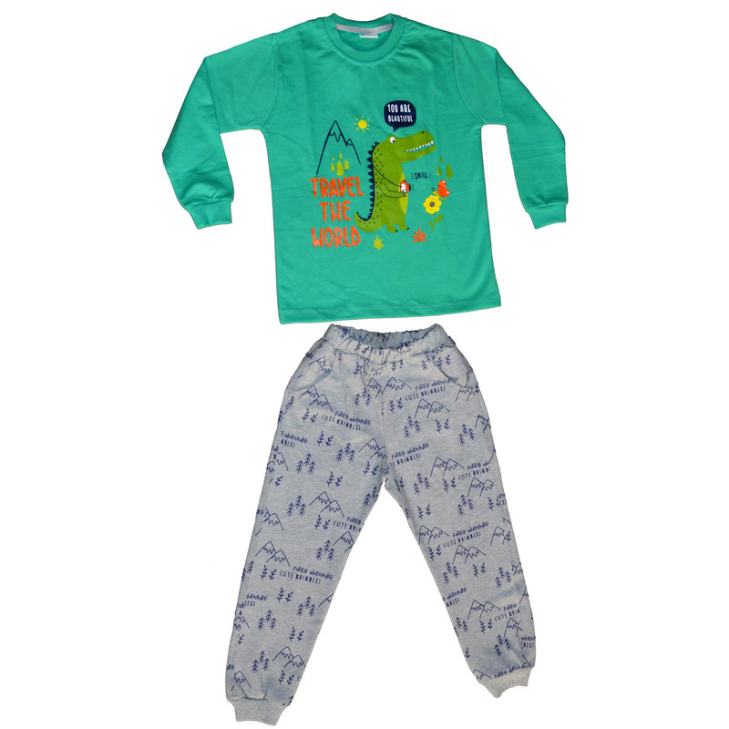 ست تی شرت و شلوار پسرانه مدل دایناسور