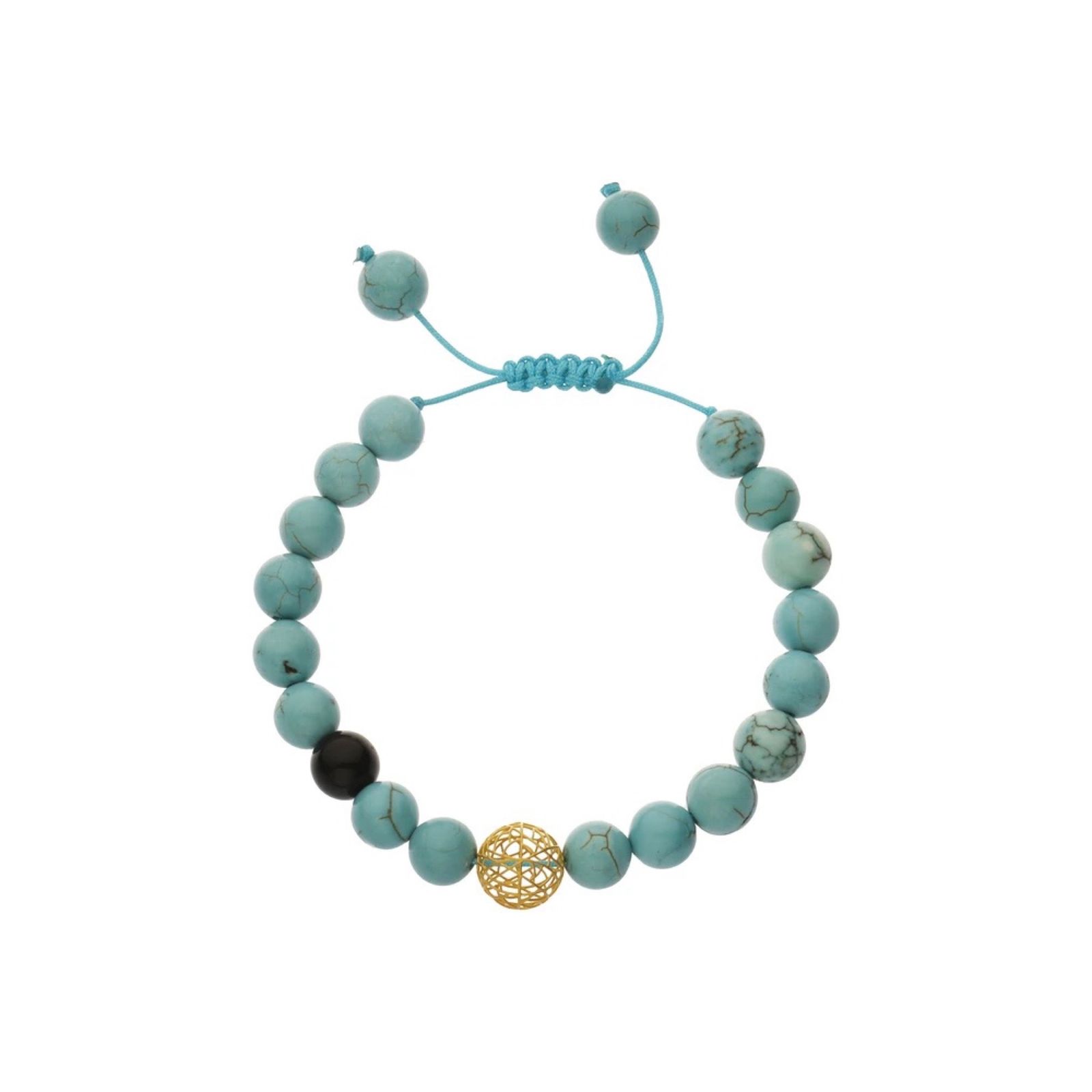 دستبند طلا 18 عیار زنانه وی وی گلد گالری مدل چشم نظر و فیروزه - - 1