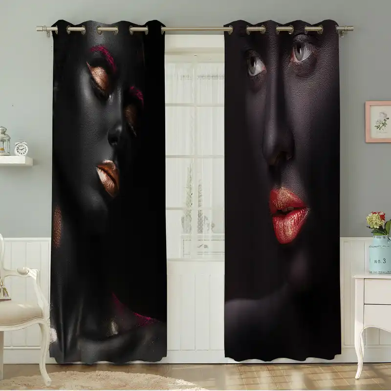 پرده نیروانا طرح چهره مدل مخمل کد 4935سایز 140×280 سانتی متر