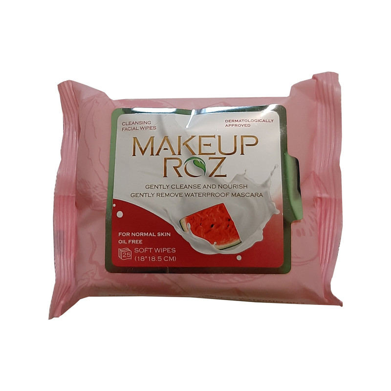 دستمال مرطوب میک آپ رز مدل هندوانه مخصوص پوست نرمال بسته 25 عددی
