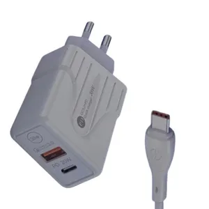 شارژر دیواری 38 وات 2 پورت مدل PD38w به همراه کابل تبدیل USB-C به USB