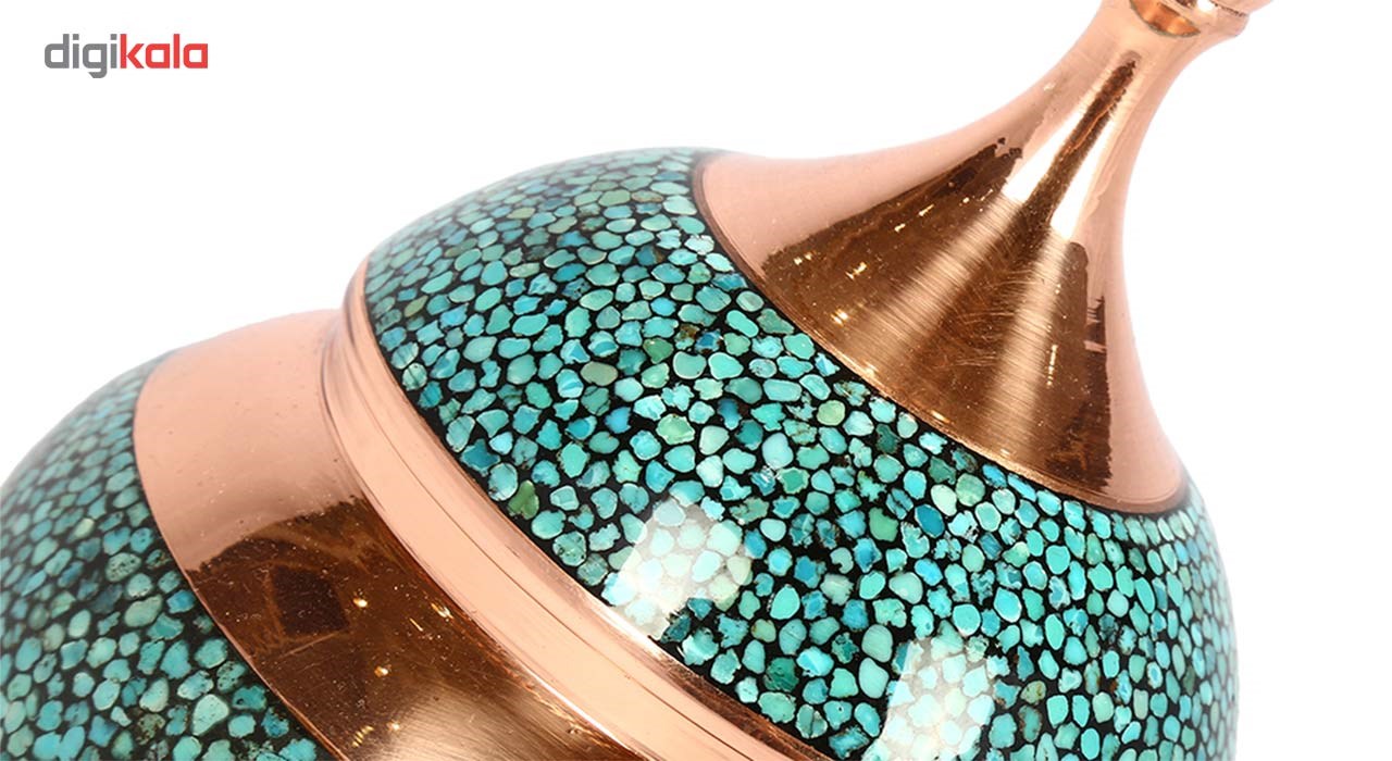 Copper Turquoise inlaying sugar/candy pot dish, Goharan Gallery , Copper and turquoise 1170 Model