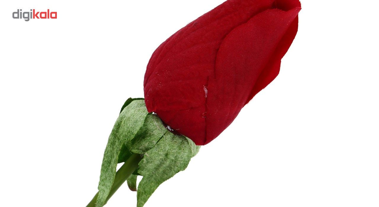 گل مصنوعی هومز طرح رز غنچه قرمز مدل 25101 مجموعه 4 عددی