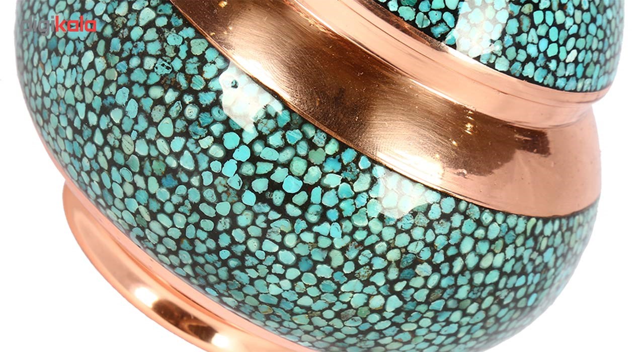 Copper Turquoise inlaying sugar/candy pot dish, Goharan Gallery , Copper and turquoise 1170 Model