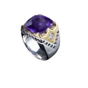 انگشتر نقره مردانه مدل چهار گوش