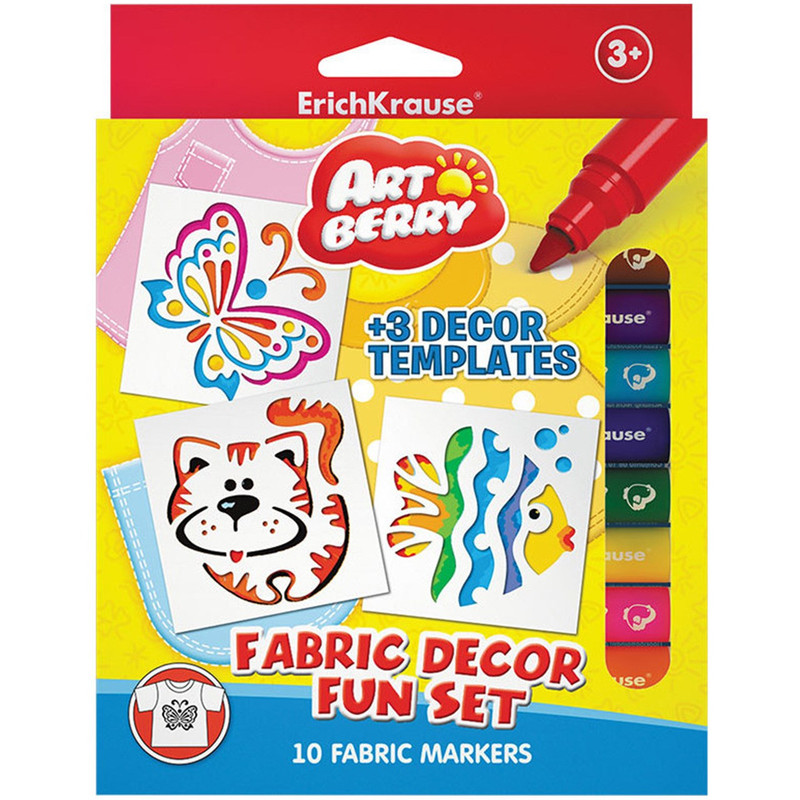 ماژیک پارچه 10 رنگ اریک کراوزه مدل Fabric Decor Fun Set