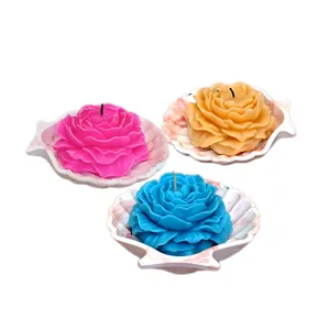شمع مدل پردیس طرح آلاله صدف بسته 3 عددی 
