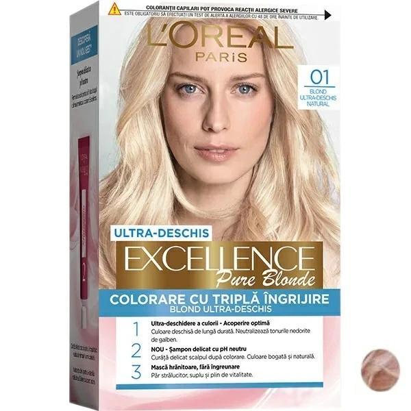 کیت رنگ مو لورآل سری Excellence شماره 01 حجم 48 میلی لیتر رنگ بلوند طلایی