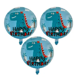 بادکنک فویلی مدل دایناسور گرد خندان کد DinosaurRoundB2 مجموعه 3 عددی