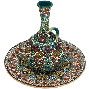 تنگ و بشقاب میناکاری دست نگار مدل تنگی سوزنی