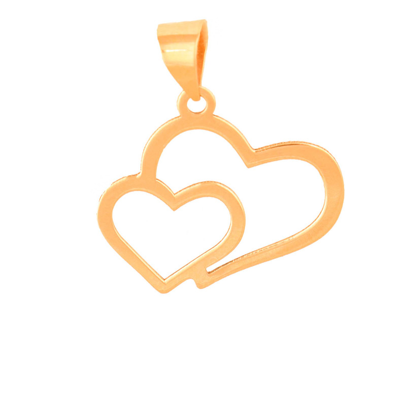 آویز گردنبند طلا 18 عیار زنانه گالری قو طلایی طرح دو قلب