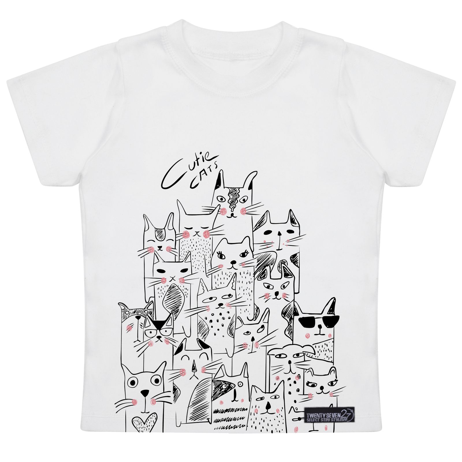 تی شرت آستین کوتاه دخترانه 27 مدل Cute Cats کد MH930 -  - 1