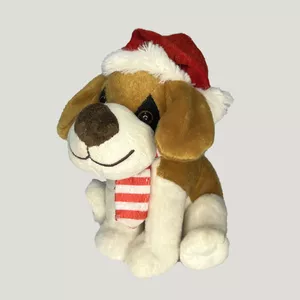 عروسک طرح سگ بیگل مدل Santa Hat Puppy Dog کد SZ13/1130 ارتفاع 19 سانتی‌متر