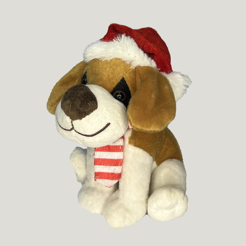 عروسک طرح سگ بیگل مدل Santa Hat Puppy Dog کد SZ13/1130 ارتفاع 19 سانتی متر