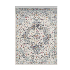 فرش ماشینی 400 شانه زمینه کرم حاشیه سفید مدل مدرن طرح کلاسیک زمینه کرم