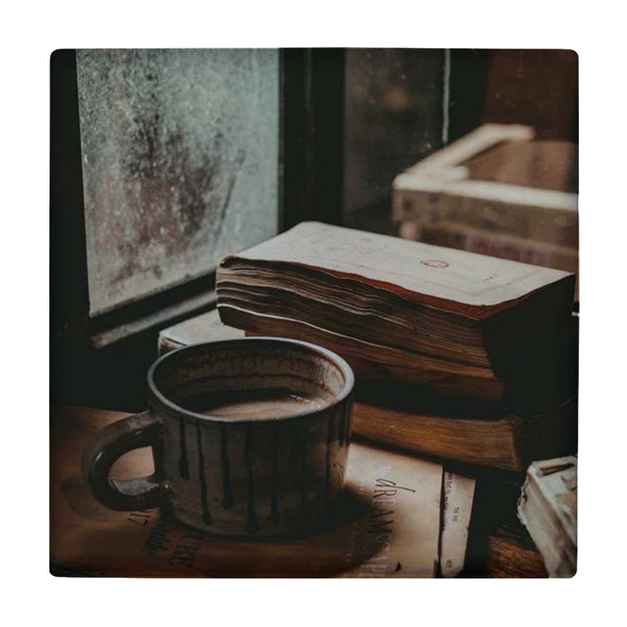 زیر لیوانی طرح فنجان قهوه و کتاب ها کد 3401644_868