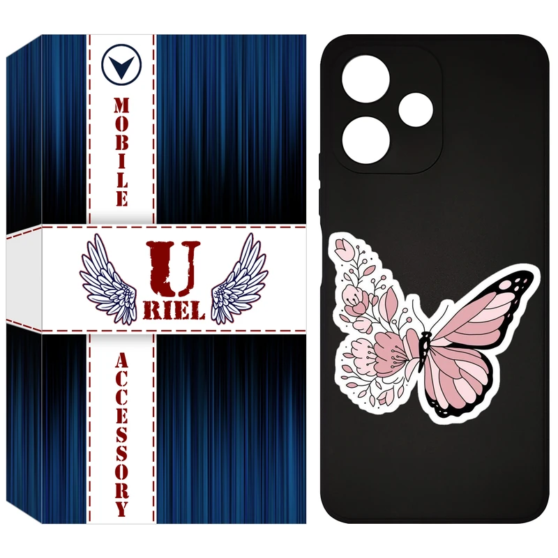 کاور یوریل مدل KSH کد 98 طرح پروانه مناسب برای گوشی موبایل شیائومی Redmi 12 5G / Note 12R / Poco M6 Pro 5G