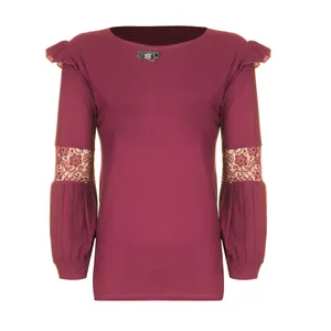 بلوز زنانه مدل آستین چین کد 522 رنگ صورتی