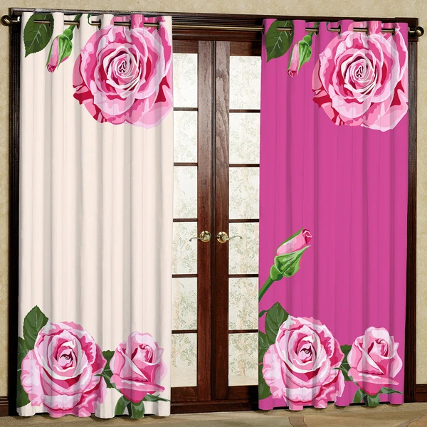 پرده مدل گل رز هازان پانچی کد 39 سایز 280x140 سانتی متر