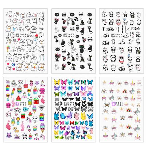 برچسب لنز ناخن مدل فانتزی مجموعه 6 عددی