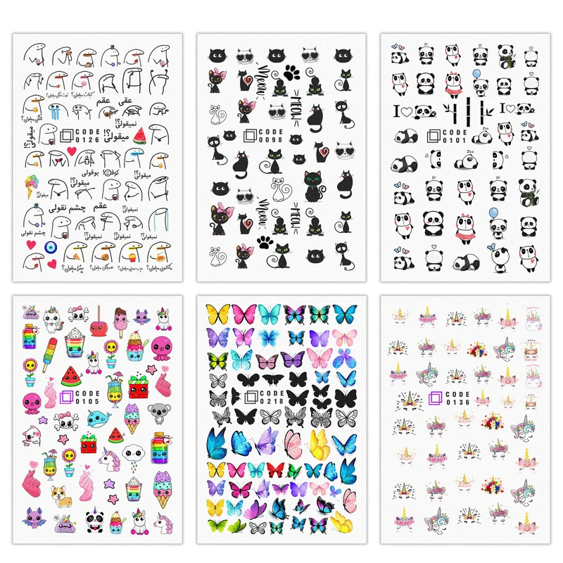 برچسب لنز ناخن مدل فانتزی مجموعه 6 عددی