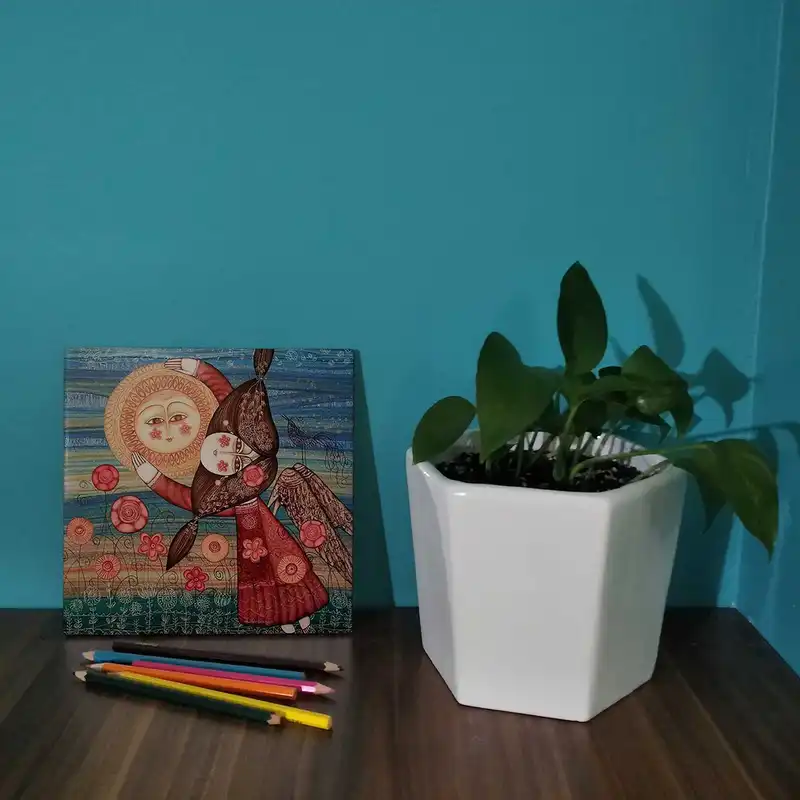 کاشی کارنیلا طرح دختر و خورشید کد wk277