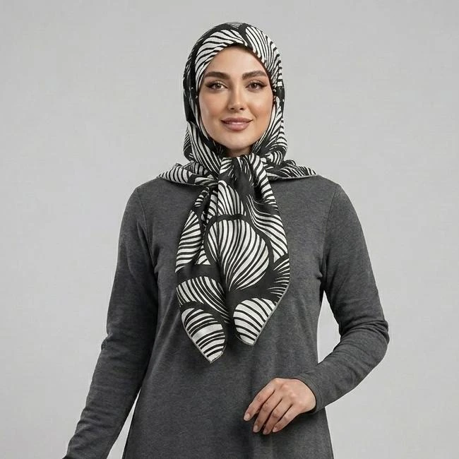 روسری زنانه مدل نخی کجراه پاییزه دست دوز کد 1286