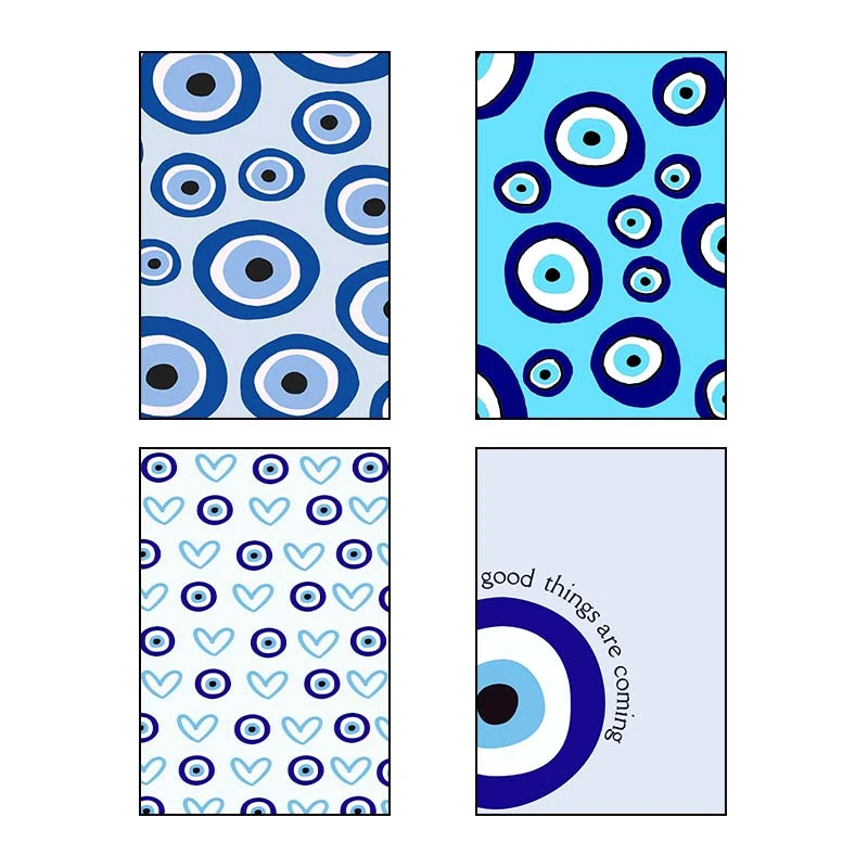 تابلو شاسي کارنيکا طرح پترن چشم نظر Eye Evil Pattern کد 83316 مجموعه 4 عددی