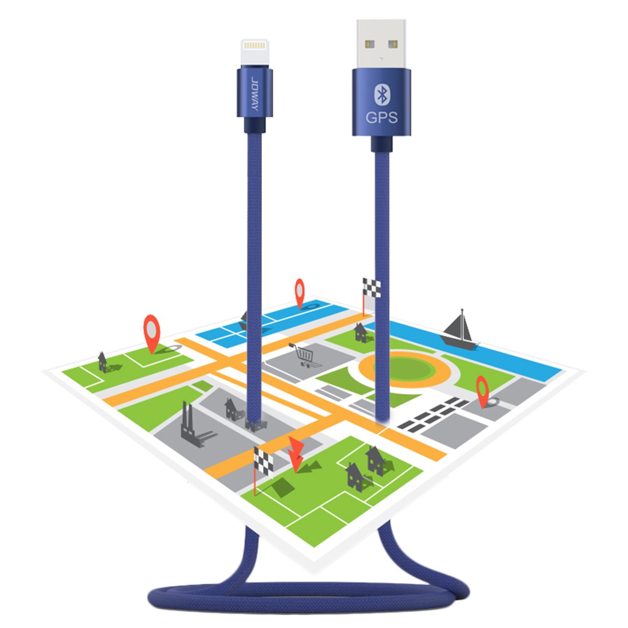 کابل تبدیل USB به لایتنینگ جووی  مدل Li113  با قابلیت بلوتوث و GPS به طول 1 متر