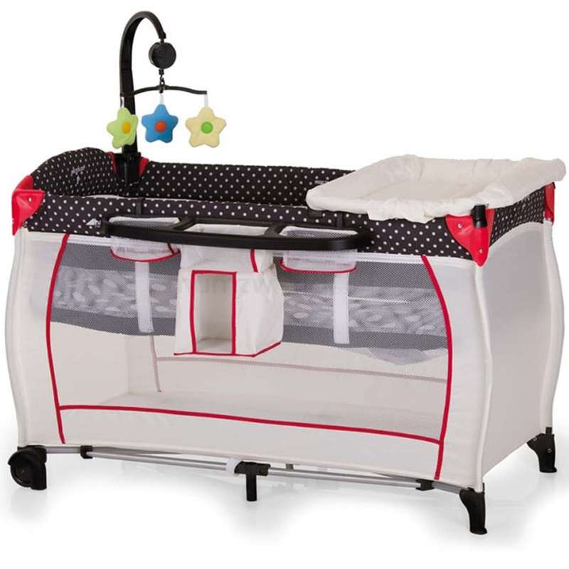 تخت و پارک بازی هاوک مدل Babycenter/Dots Black