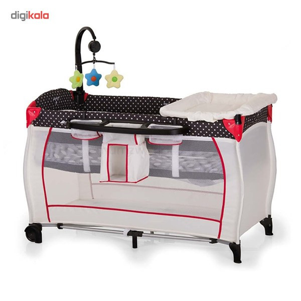 تخت و پارک بازی هاوک مدل Babycenter/Dots Black