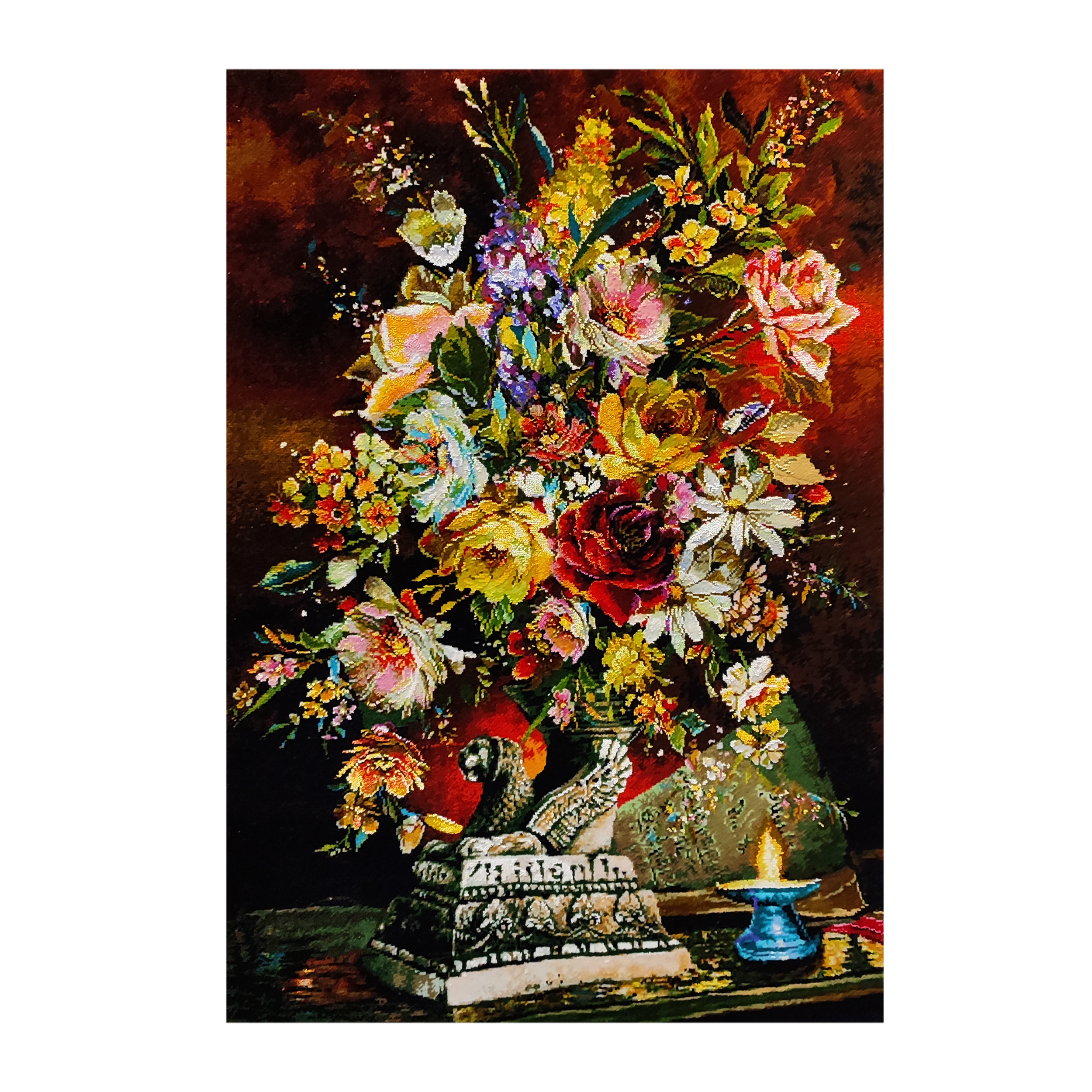 تابلو فرش دستباف طرح دسته گل مدل RAR