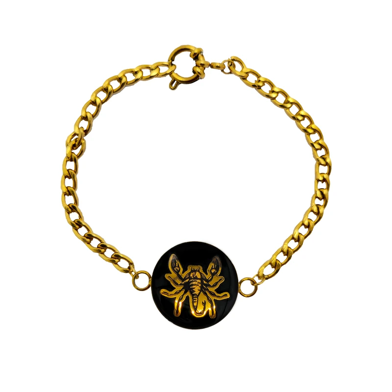 دستبند زنجیری زنانه مارک گلد مدل ماه تولد آبان کد BS08