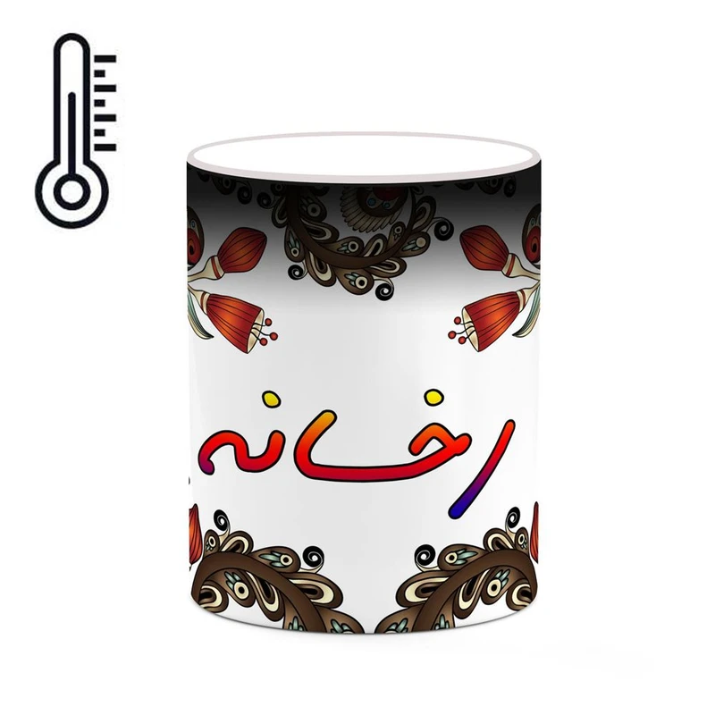 ماگ حرارتی کاکتی مدل اسم رخسانه طرح سنتی گل و بته کد mgh45213