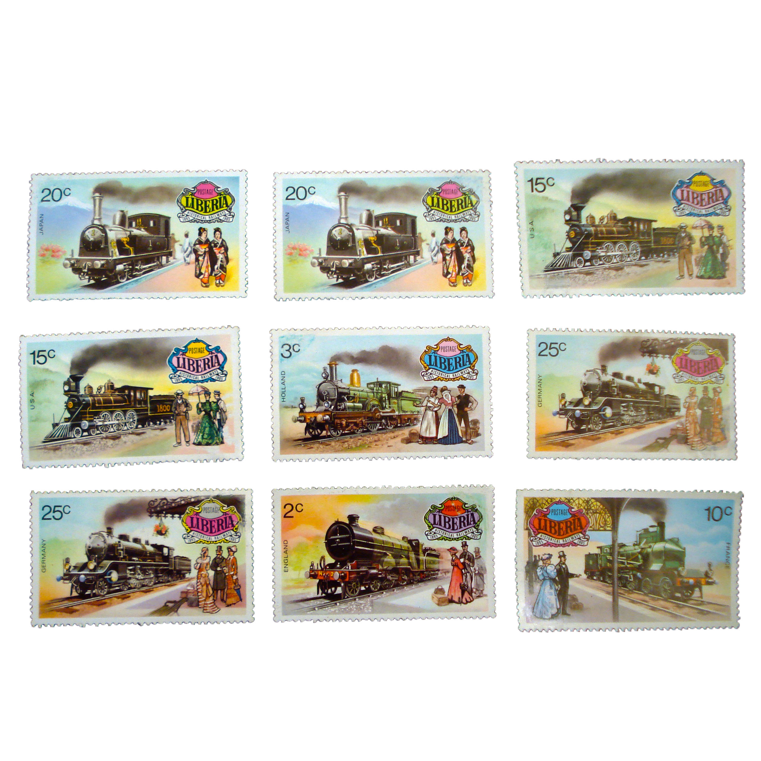 تمبر یادگاری مدل قطار كد c-921 مجموعه 9 عددي