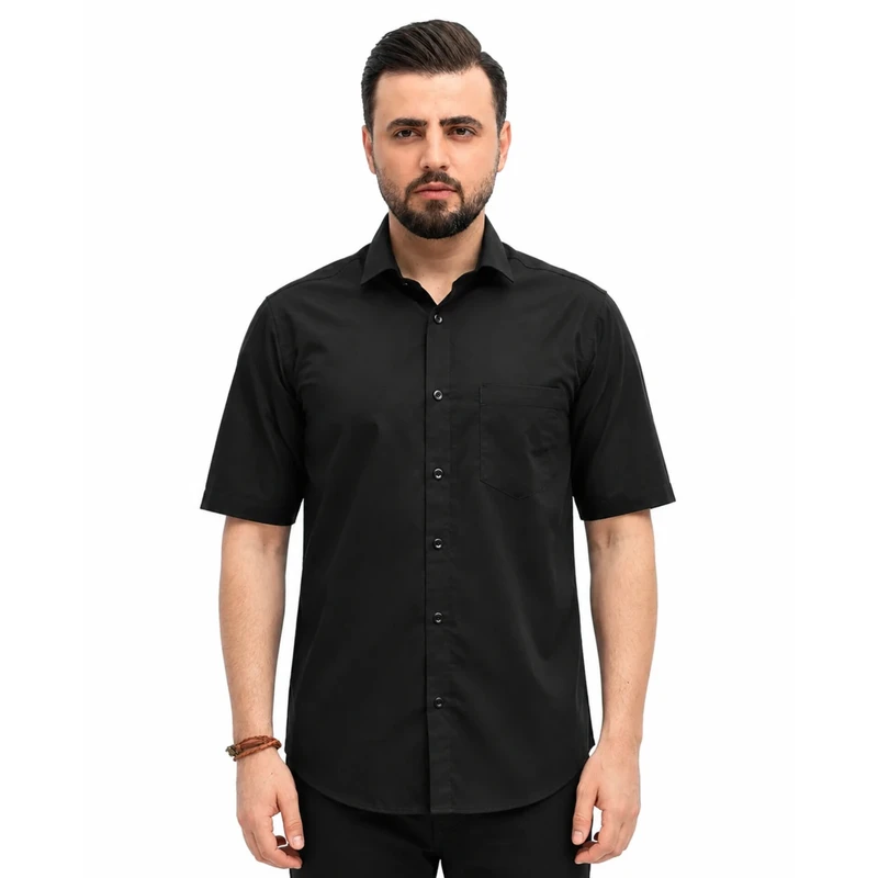 پیراهن آستین کوتاه یقه انگلیسی با تنخور معمولی (regular fit) مردانه مدل B 01